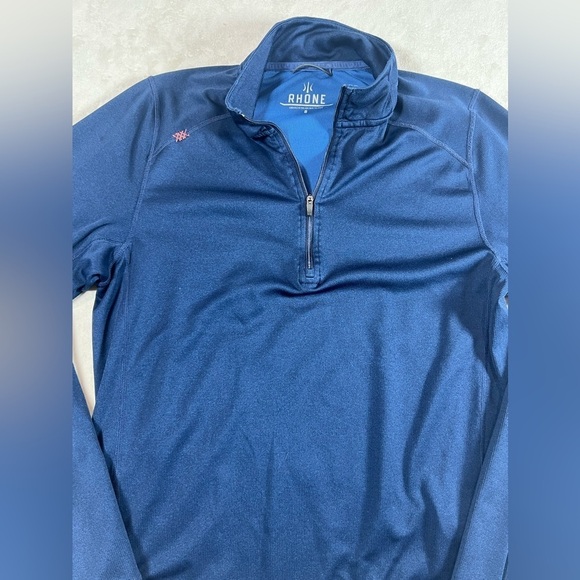 Rhone Small Performance Pullover Navy Quarter Zip 1/4 Zip Sweater Stretch Cotton - Picture 4 of 9